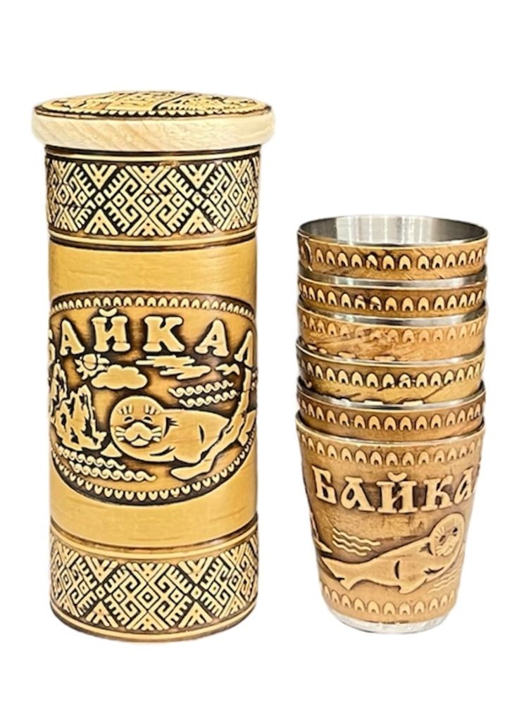 Тубус со стопками "Байкал" 10 см (6 стопок)